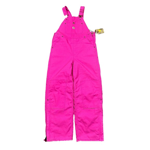 NWT Carhartt Insulated Overalls Coveralls Bibs Girls Size 12 Raspberry Rose Pink